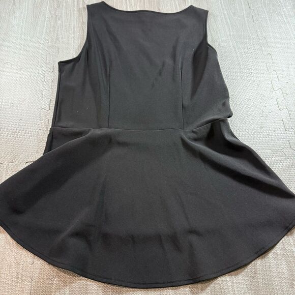 BOSTON PROPER Large Black Peplum Top Blouse Sleeveless - Picture 2 of 6